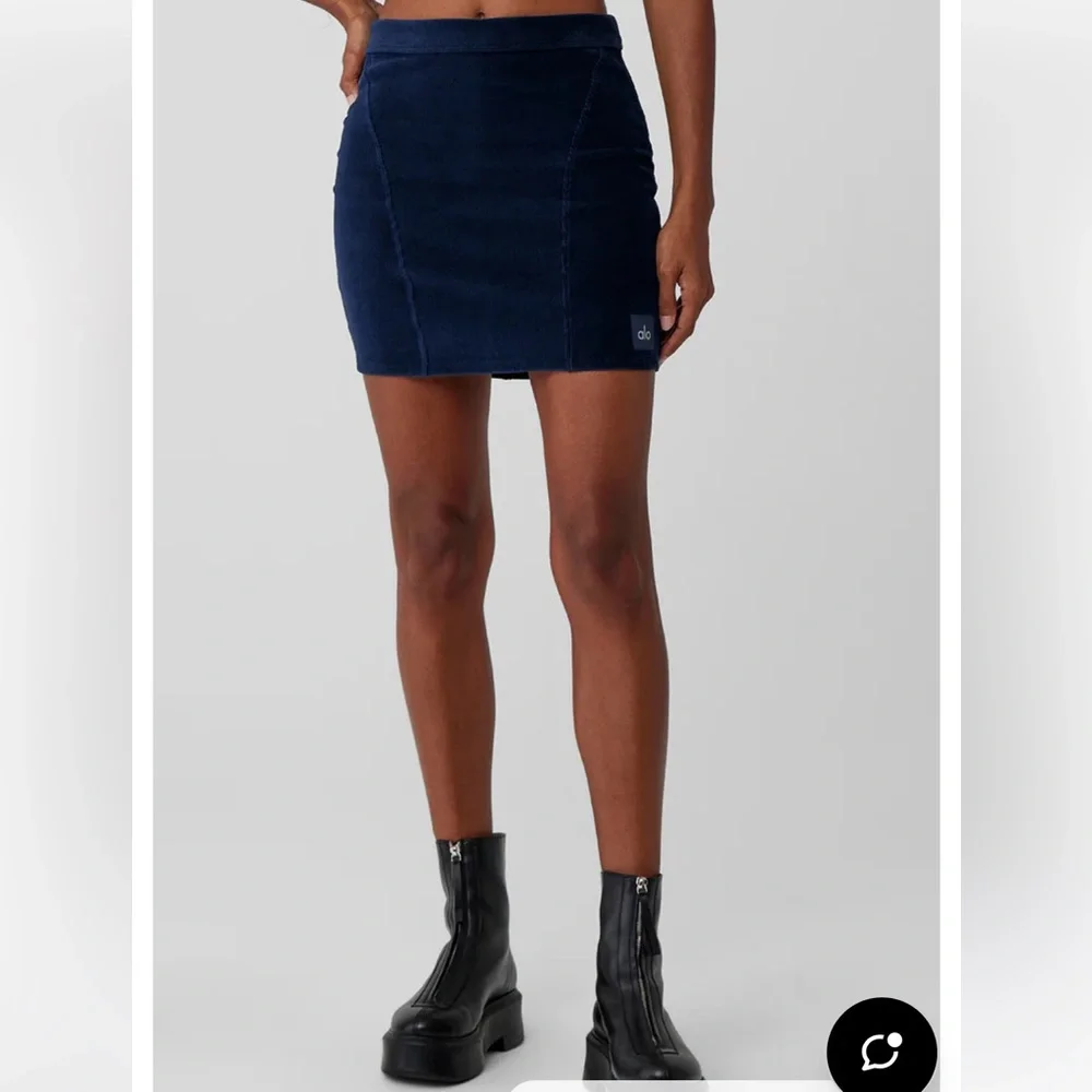 Alo Micro Corduroy Navy Blue Mini Skirt XS